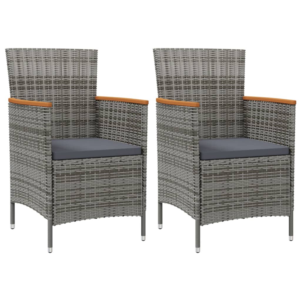 Garten-Essstühle 2 Stk. Poly Rattan Grau
