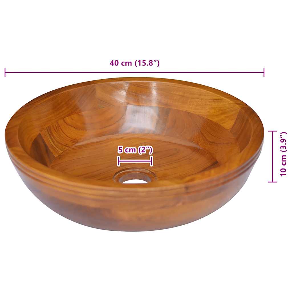 Waschbecken Massivholz Teak Φ40x10 cm