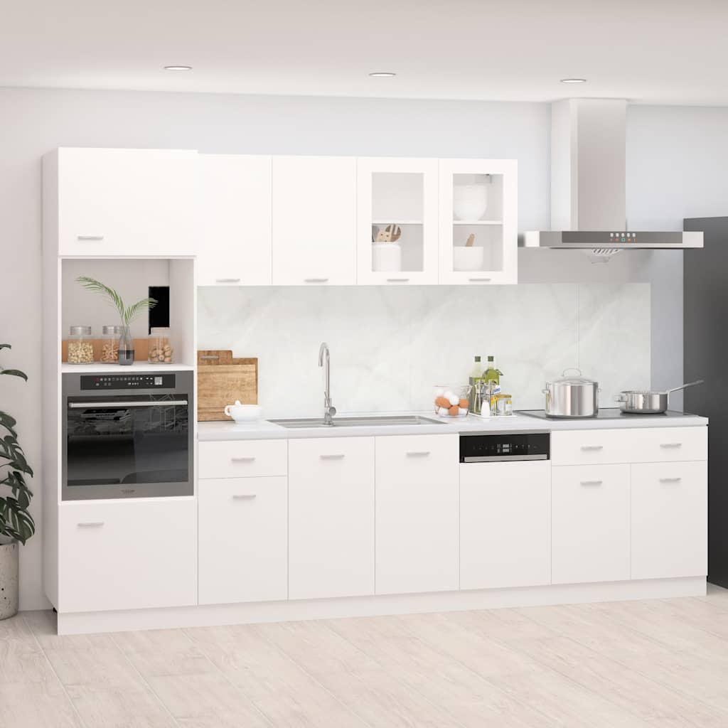 7-tlg. Küchenzeile Lyon Weiß Holzwerkstoff