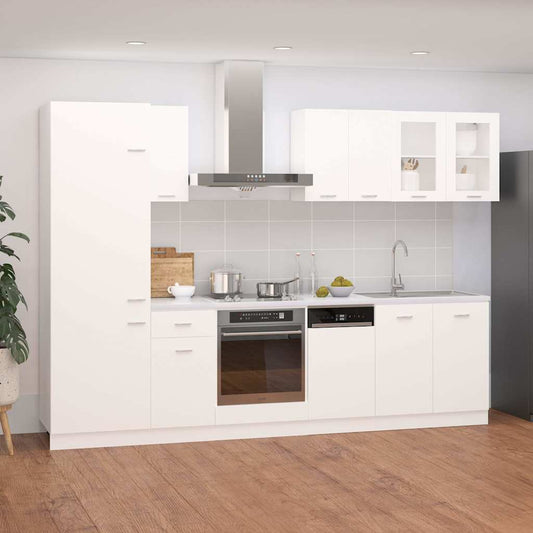 8-tlg. Küchenzeile Lyon Weiß Holzwerkstoff