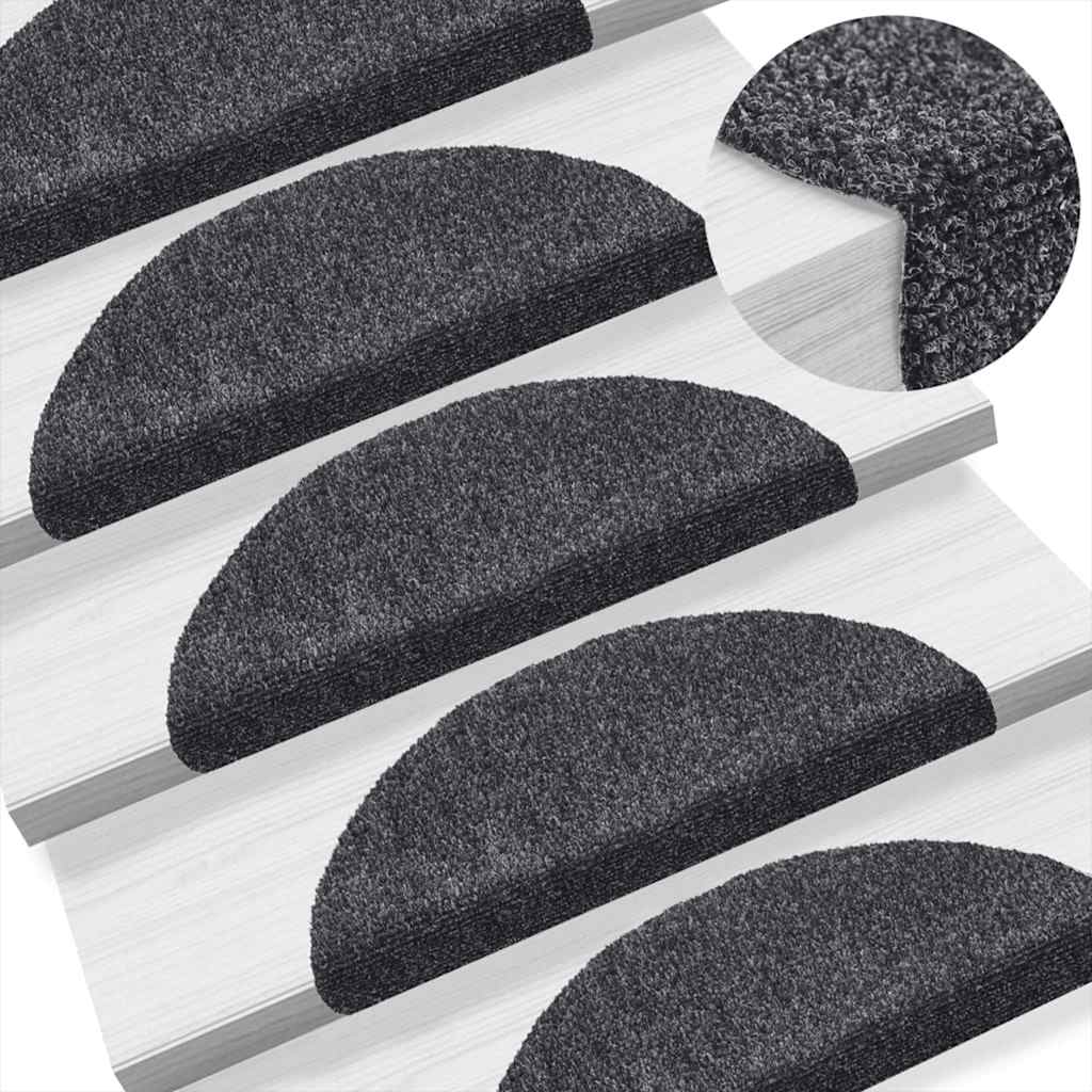 Stufenmatten Selbstklebend 10 Stk. 56x17x3 cm Dunkelgrau Halbrund