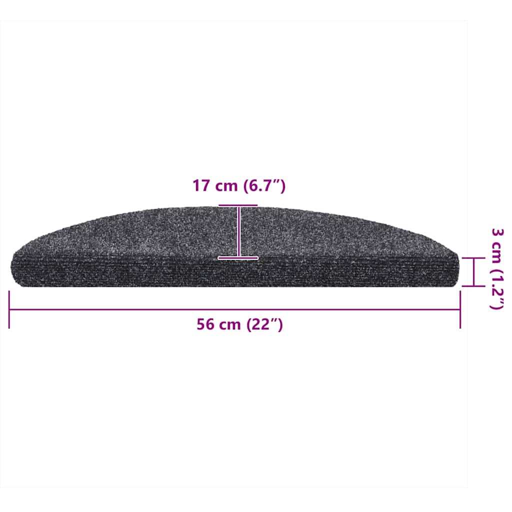Stufenmatten Selbstklebend 10 Stk. 56x17x3 cm Dunkelgrau Halbrund