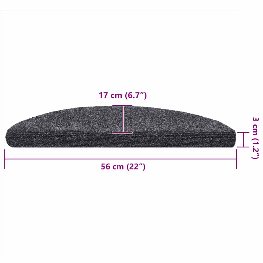 Stufenmatten Selbstklebend 10 Stk. 56x17x3 cm Dunkelgrau Halbrund