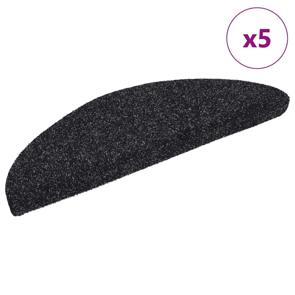Stufenmatten Selbstklebend 5 Stk. 56x17x3 cm Schwarz Halbrund