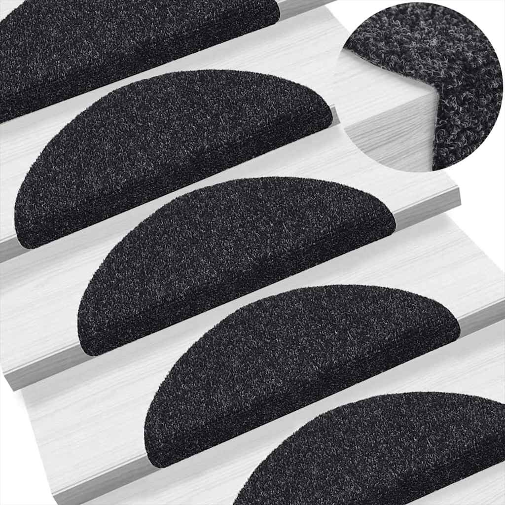 Stufenmatten Selbstklebend 5 Stk. 56x17x3 cm Schwarz Halbrund