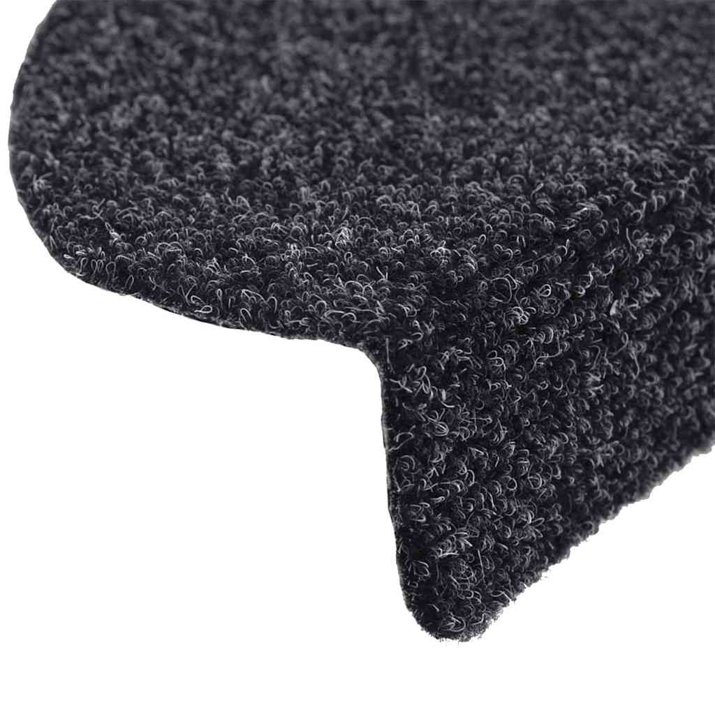 Stufenmatten Selbstklebend 5 Stk. 56x17x3 cm Schwarz Halbrund