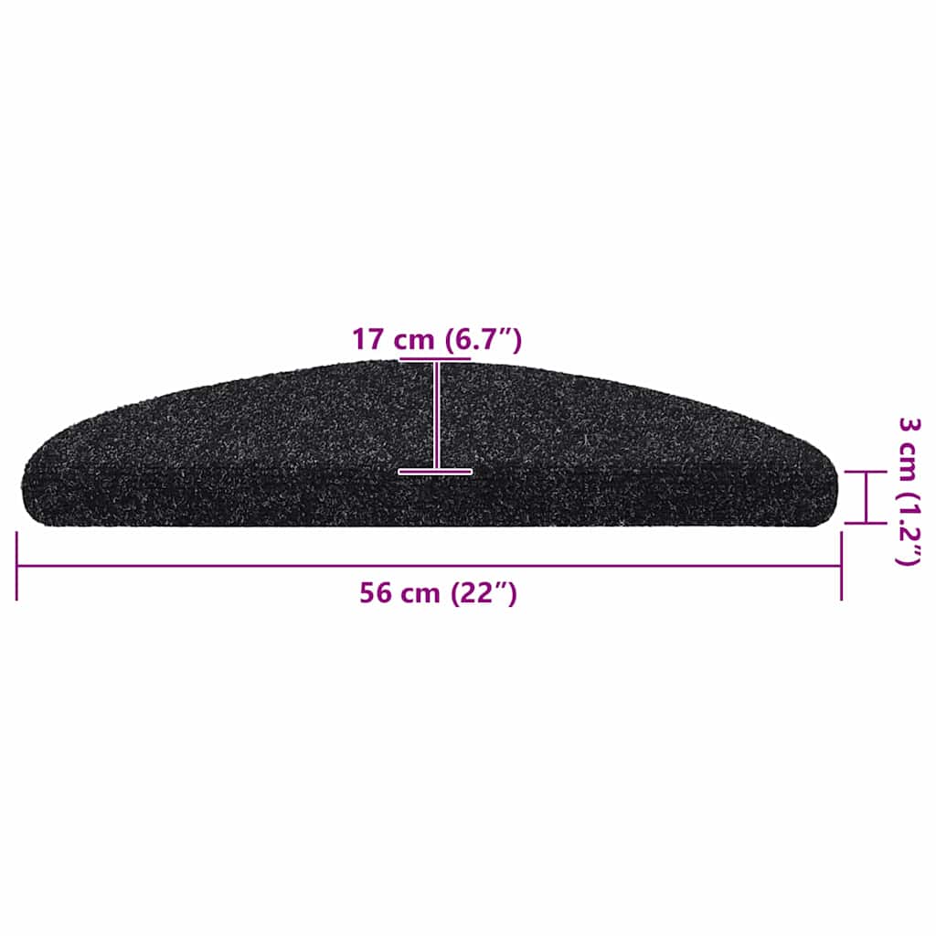 Stufenmatten Selbstklebend 5 Stk. 56x17x3 cm Schwarz Halbrund