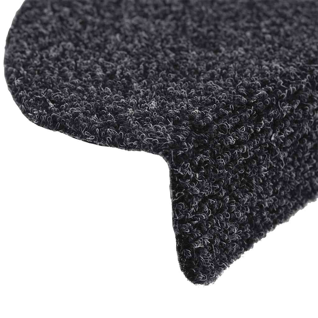 Stufenmatten Selbstklebend 10 Stk. 56x17x3 cm Schwarz Halbrund