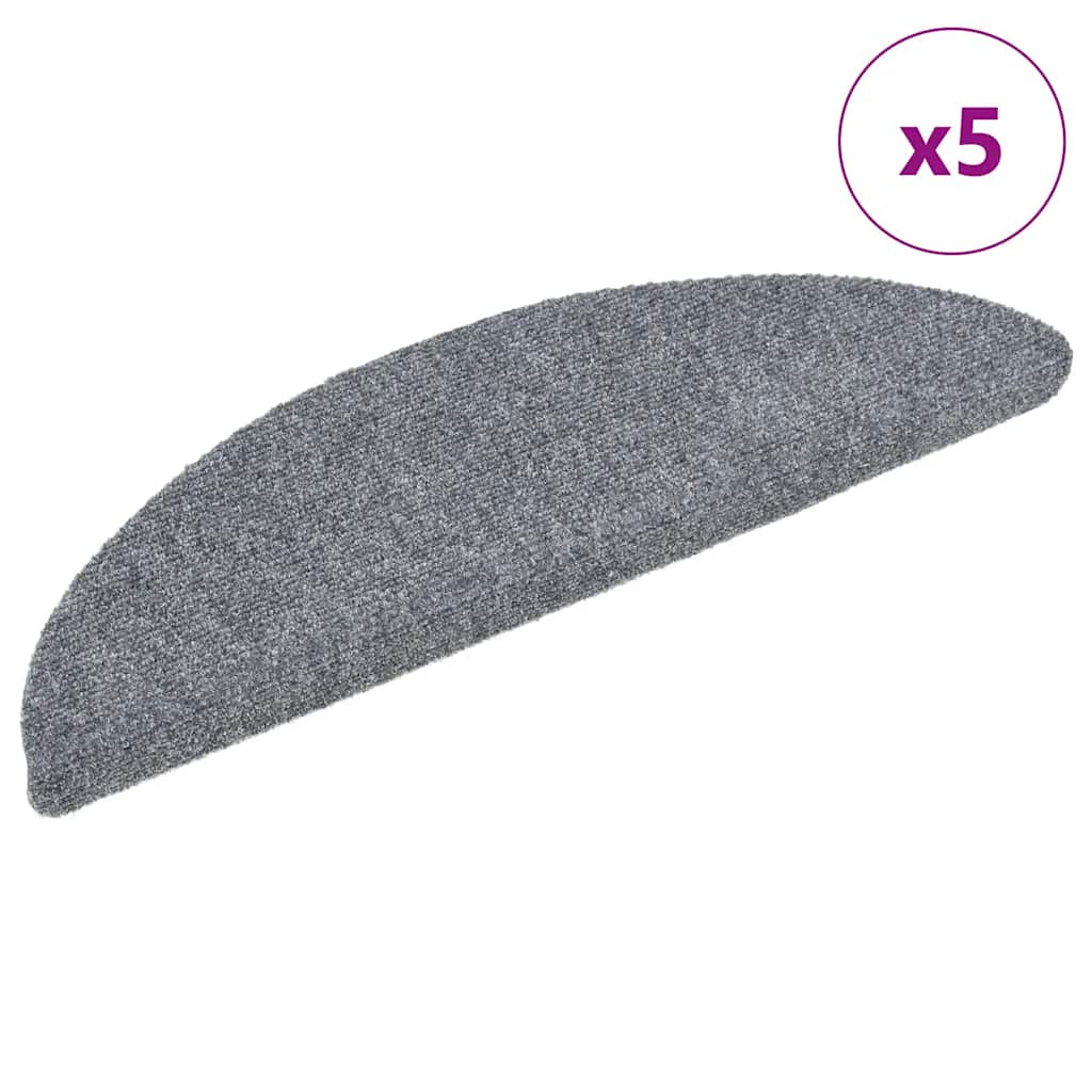 Stufenmatten Selbstklebend 5 Stk. 56x17x3 cm Hellgrau Halbrund