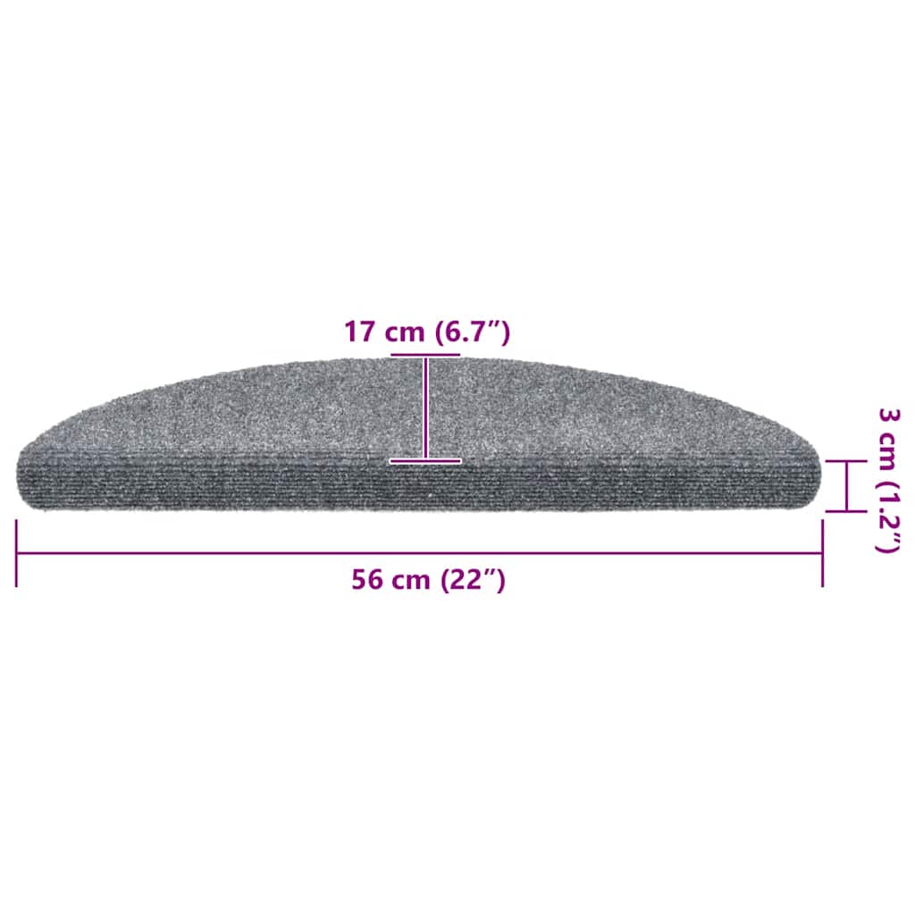 Selbstklebende Treppenmatten 10 Stk. Hellgrau 56x17x3 cm