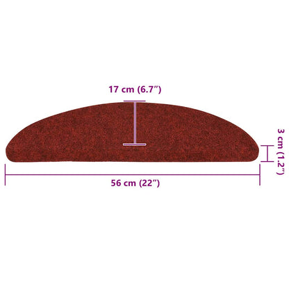 Stufenmatten Selbstklebend 10 Stk. 56x17x3 cm Bordeauxrot Halbrund