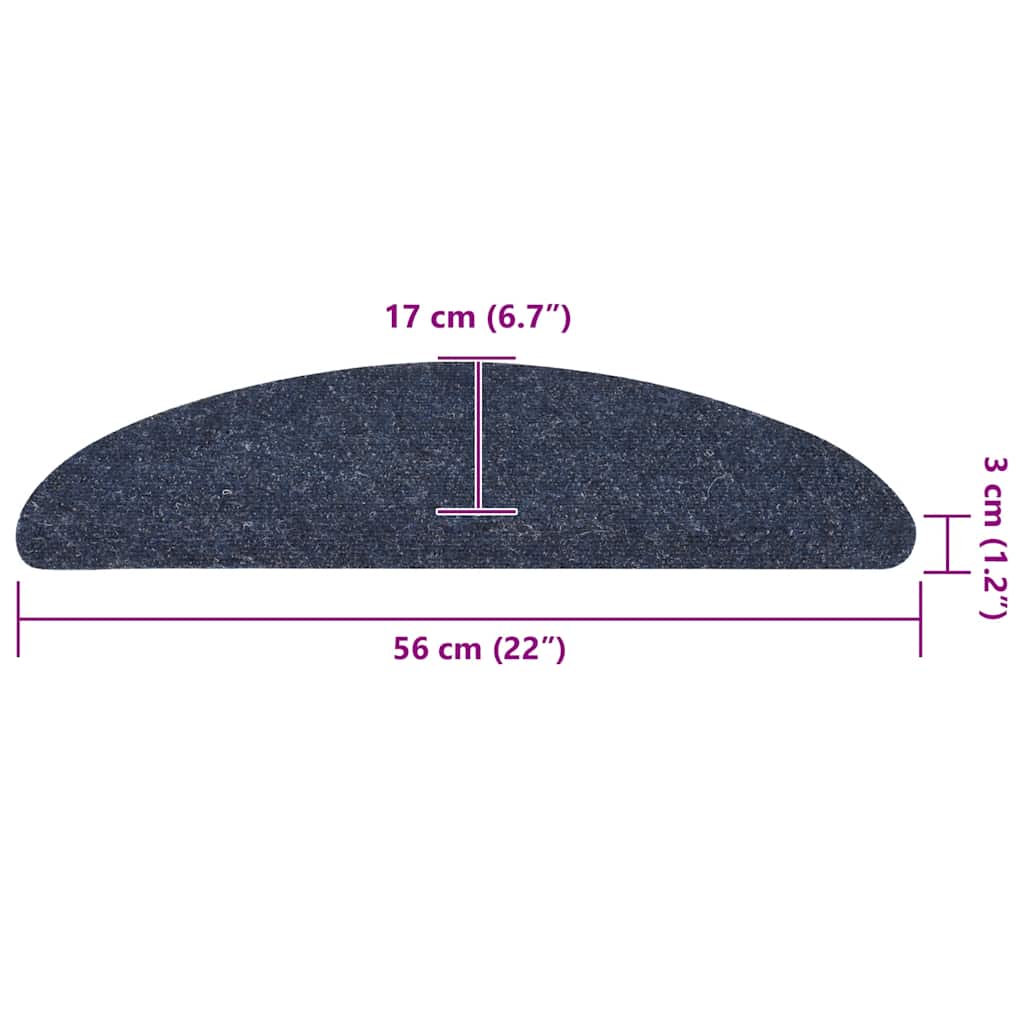 Stufenmatten Selbstklebend 5 Stk. 56x17x3 cm Blau Halbrund