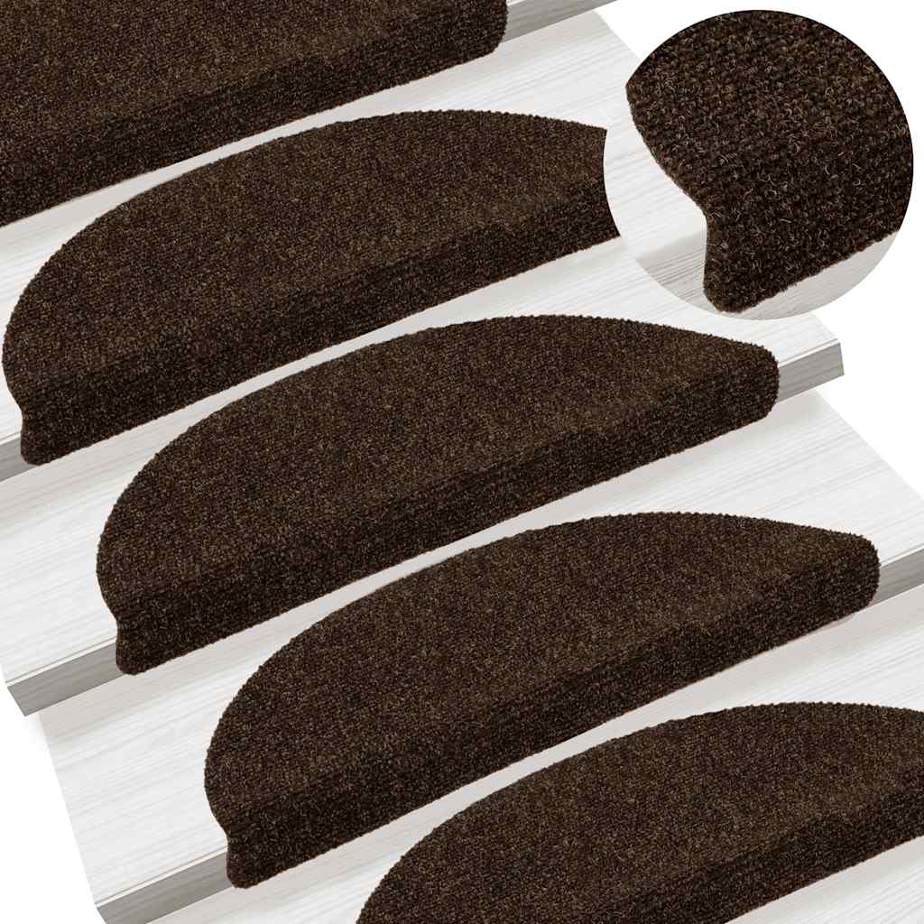Stufenmatten Selbstklebend 5 Stk. 56x17x3 cm Braun Halbrund