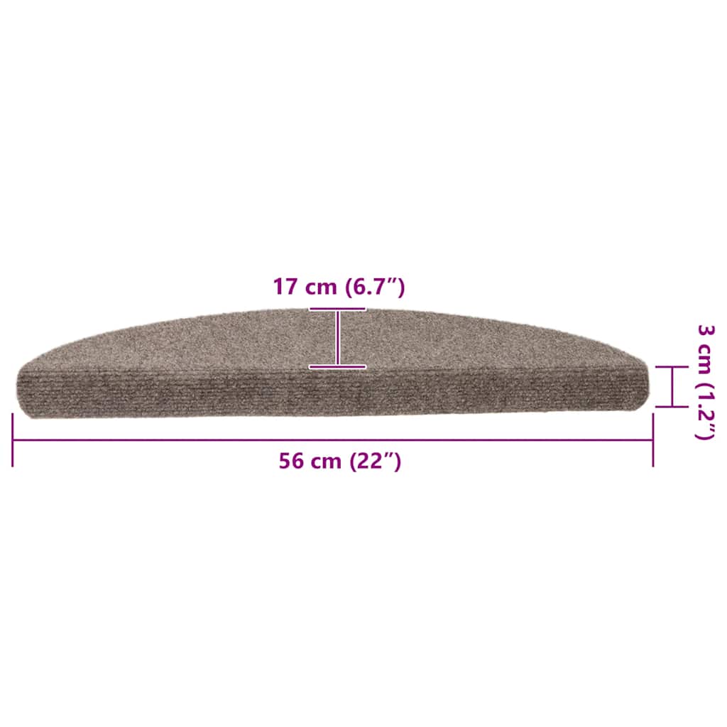 Stufenmatten Selbstklebend 5 Stk. 56x17x3 cm Beige Halbrund