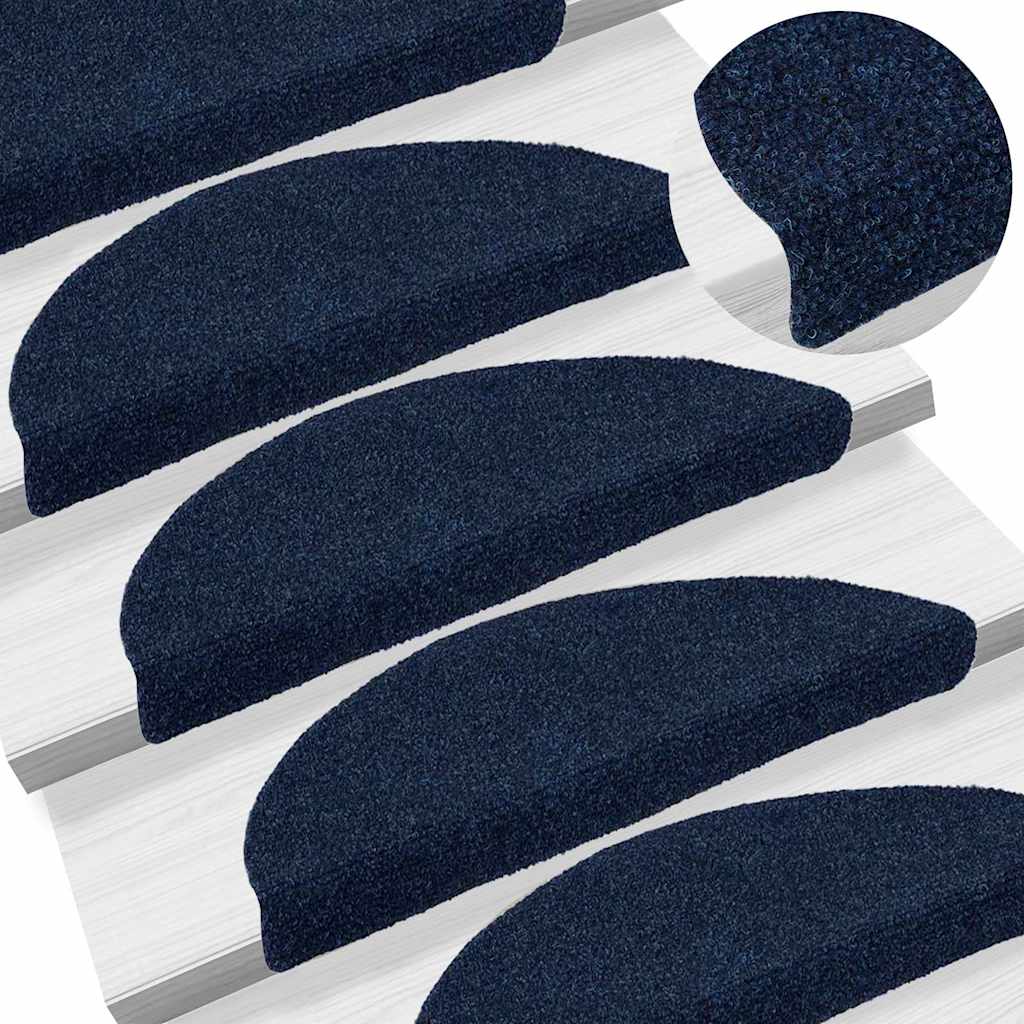 Stufenmatten Selbstklebend 10 Stk. 56x17x3 cm Marineblau Halbrund