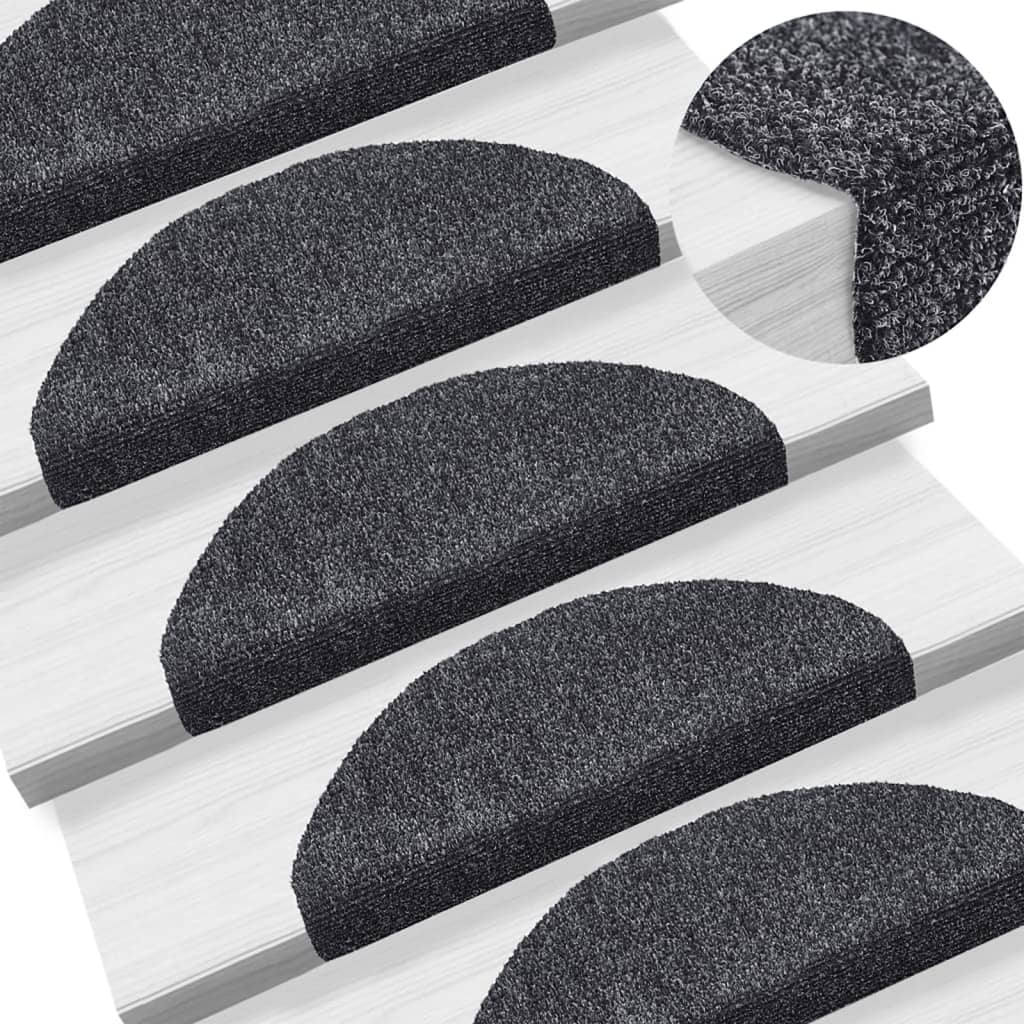 Stufenmatten Selbstklebend 5 Stk. 65x21x4 cm Dunkelgrau Halbrund Groß