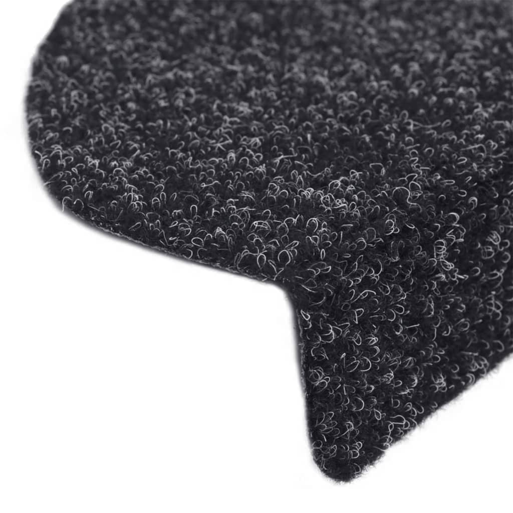 Stufenmatten Selbstklebend 10 Stk. 65x21x4 cm Schwarz Halbrund Groß