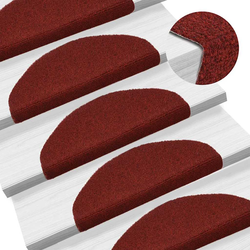 Stufenmatten Selbstklebend 10 Stk. 65x21x4 cm Bordeauxrot Halbrund Groß