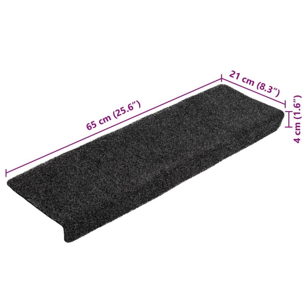 Stufenmatten Selbstklebend 10 Stk. 65x21x4 cm Dunkelgrau Rechteckiger Rand
