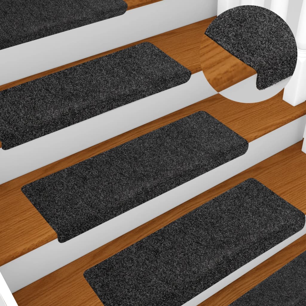 Stufenmatten Selbstklebend 10 Stk. 65x21x4 cm Dunkelgrau Rechteckiger Rand