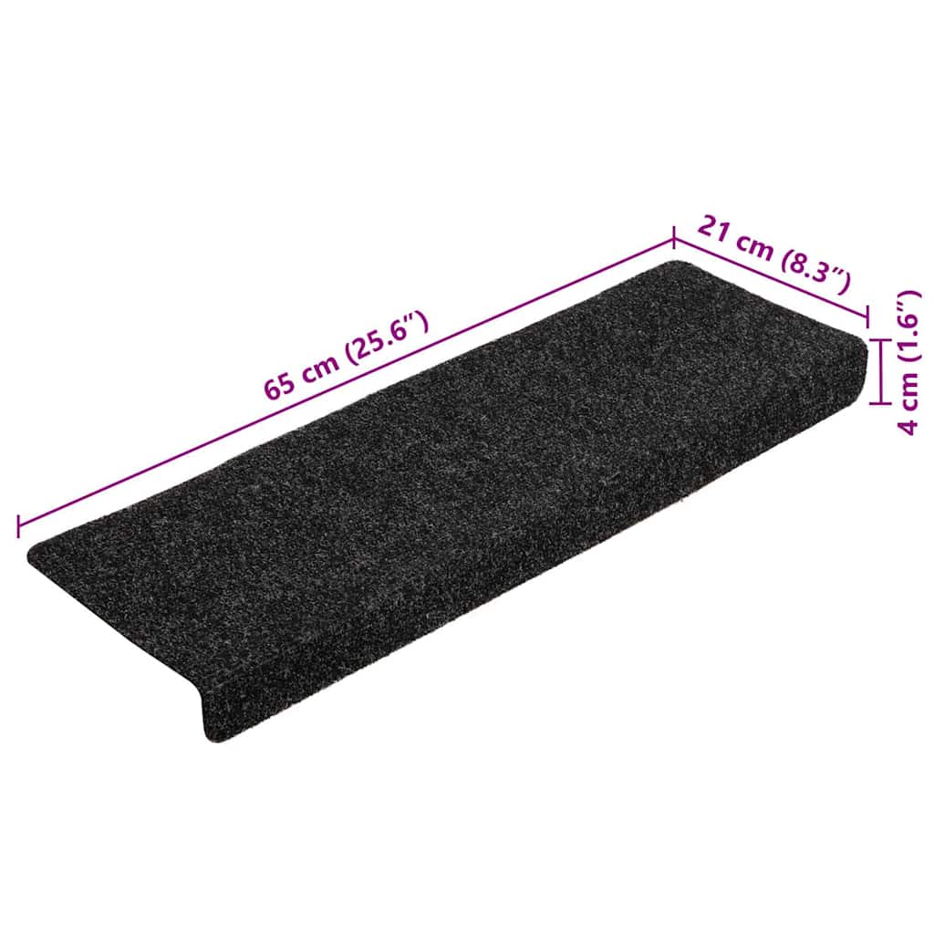 Stufenmatten Selbstklebend 10 Stk. 65x21x4 cm Schwarz