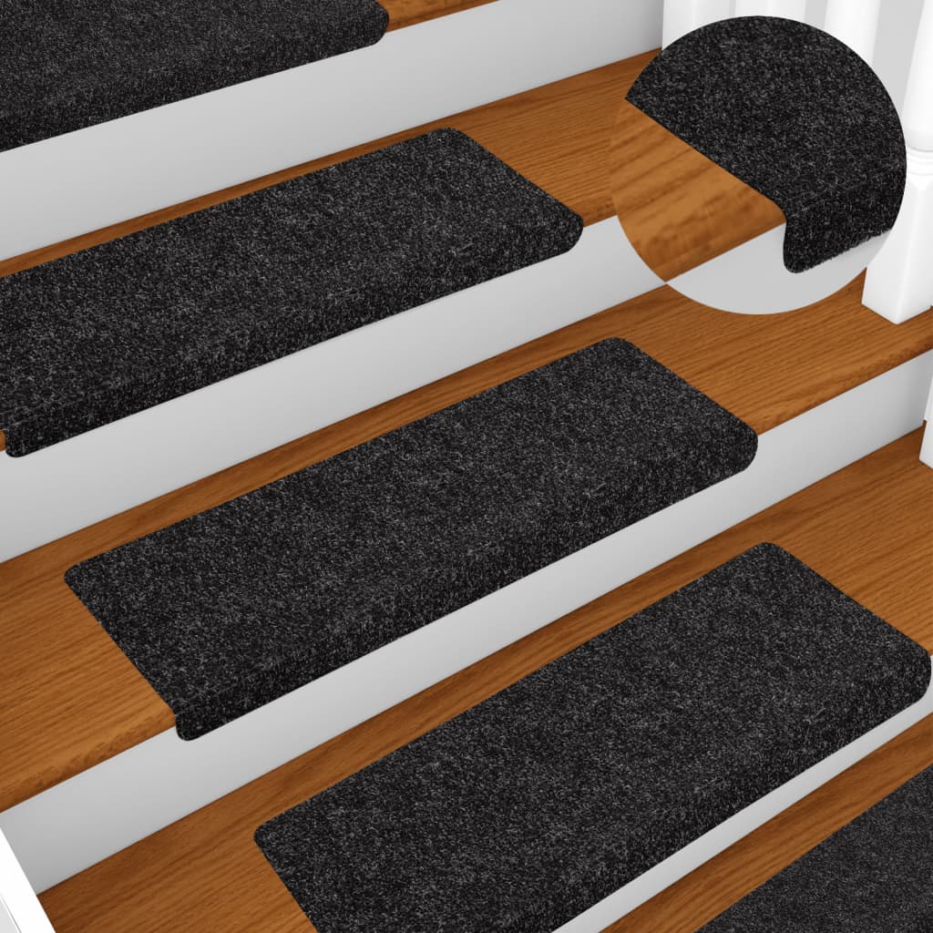 Stufenmatten Selbstklebend 10 Stk. 65x21x4 cm Schwarz Rechteckiger Rand