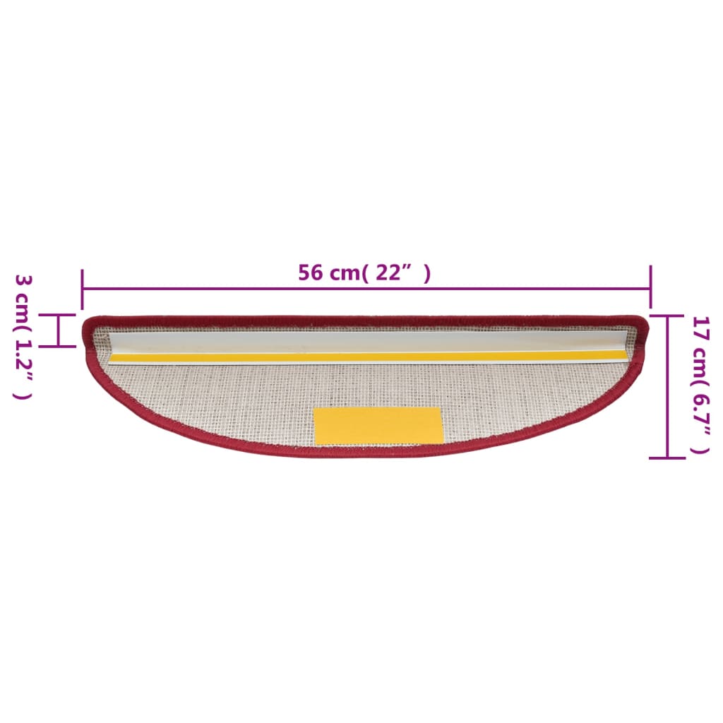 Stufenmatten 10 Stk. 56x17x3 cm Rot Halbrund