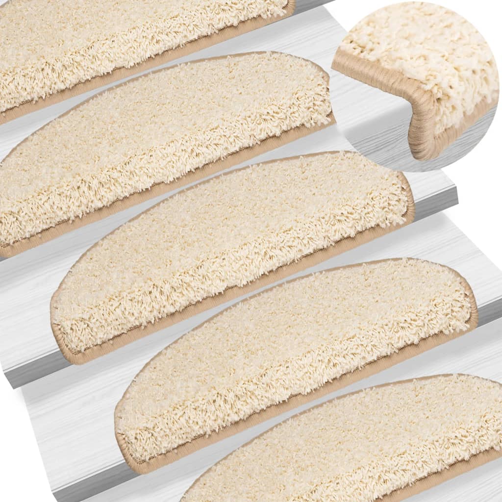 Stufenmatten 10 Stk. 65x21x4 cm Creme Halbrund Groß