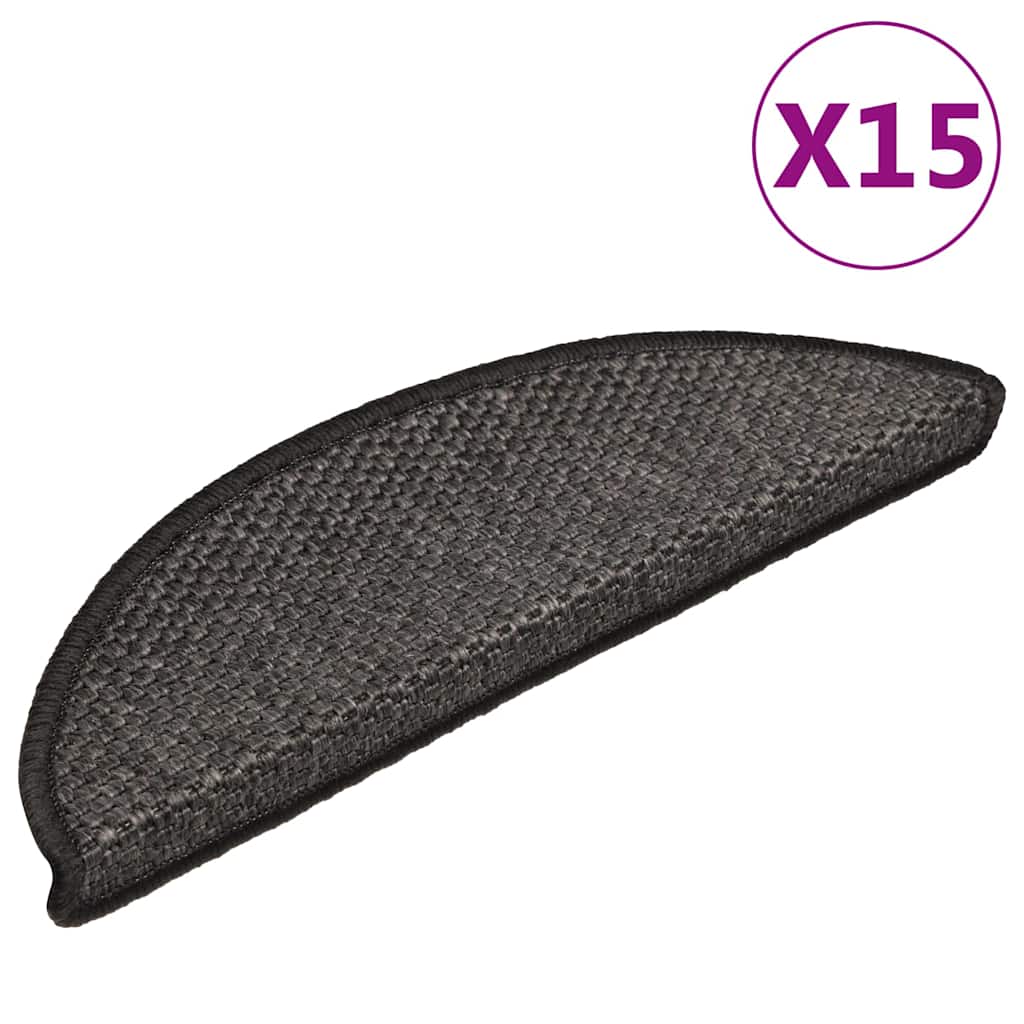 Stufenmatten Selbstklebend Sisal 15 Stk. 56x17x3 cm Anthrazit