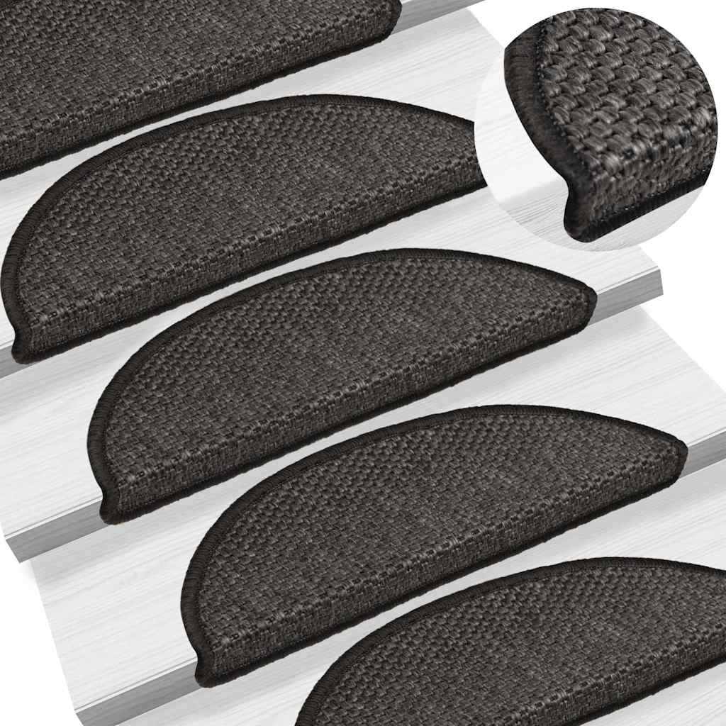 Stufenmatten Selbstklebend Sisal 15 Stk. 56x17x3 cm Anthrazit