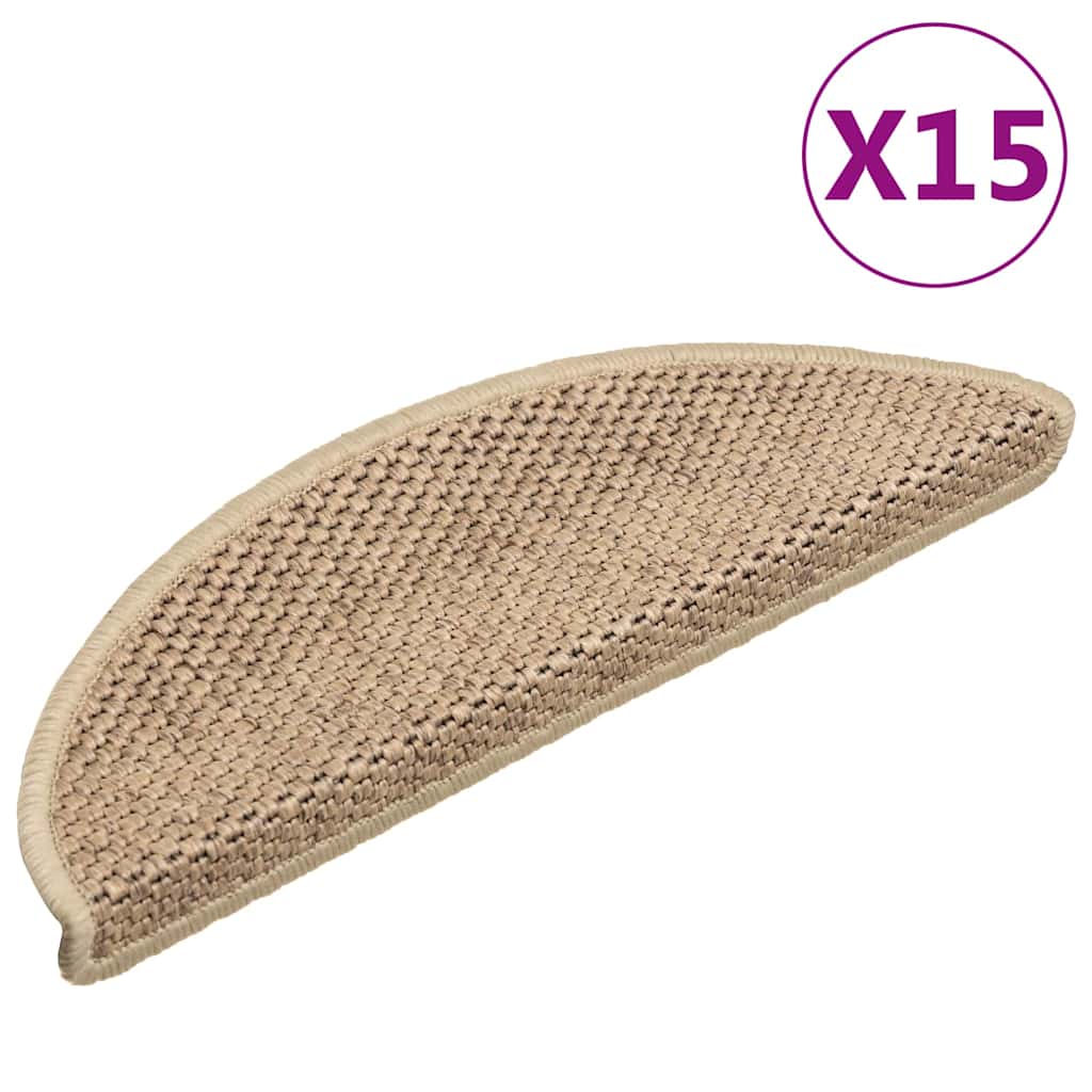 Stufenmatten Selbstklebend Sisal-Optik 15 Stk. 56x17x3 cm Sand