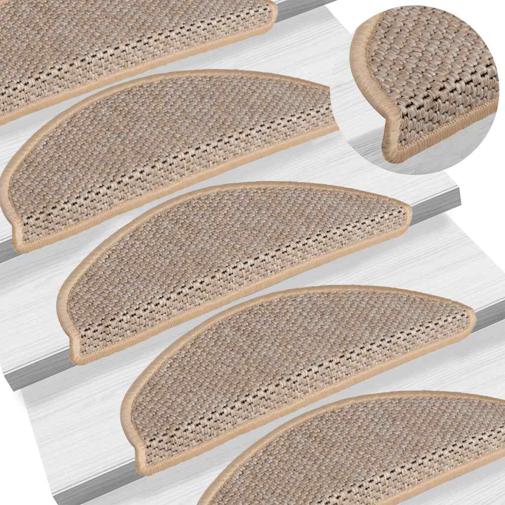 Treppenmatten Selbstklebend Sisal 15 Stk. 56x17x3 cm Hellbeige