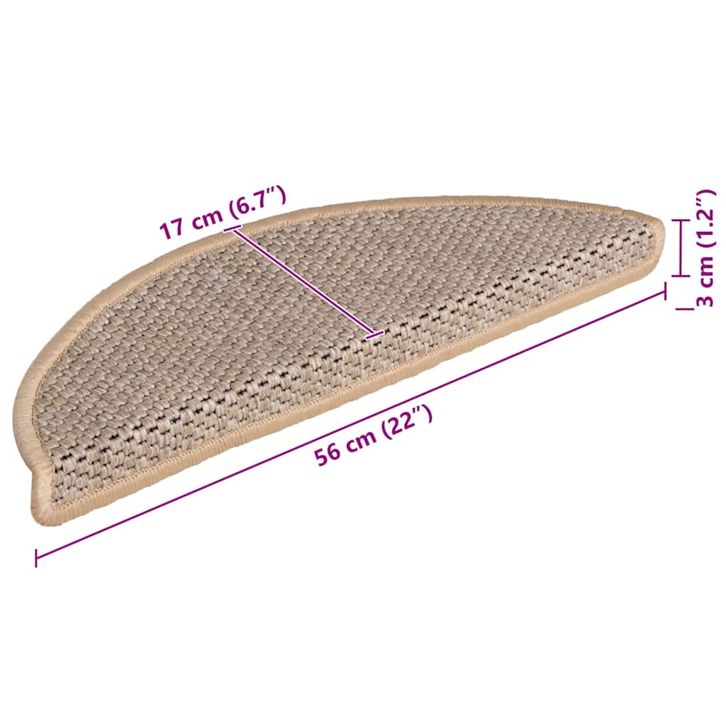 Stufenmatten Selbstklebend Sisal 15 Stk. 56x17x3 cm Hellbeige