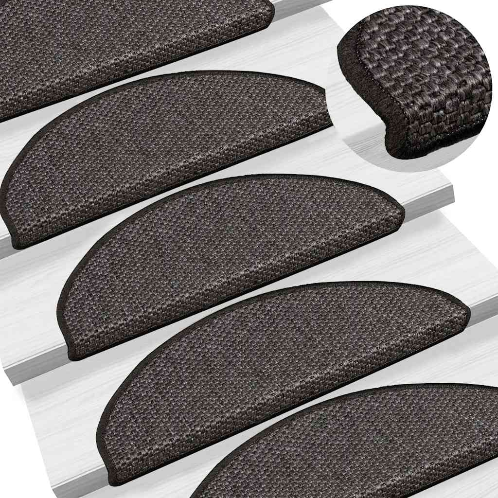 Treppenmatten Selbstklebend Sisal 15 Stk. 65x21x4 cm Anthrazit