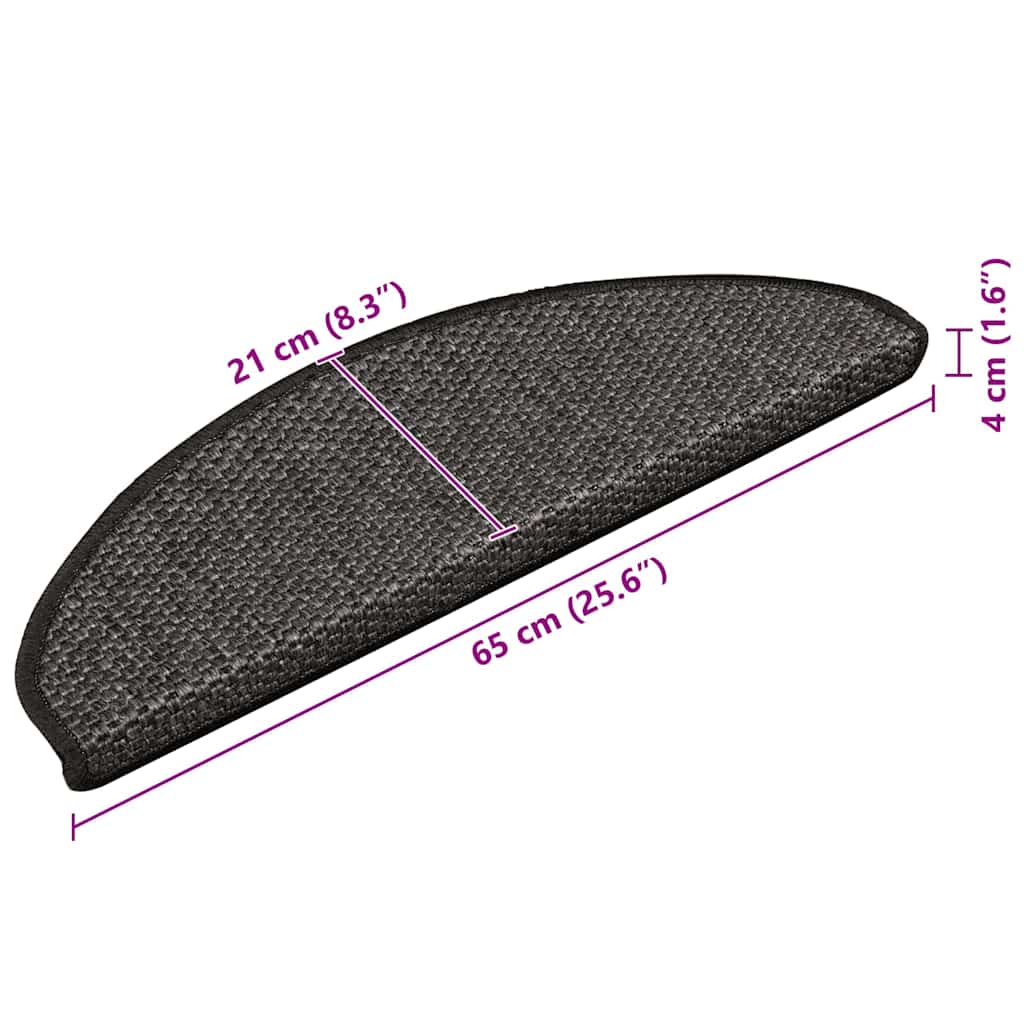 Stufenmatten Selbstklebend Sisal 15 Stk. 65x21x4 cm Anthrazit