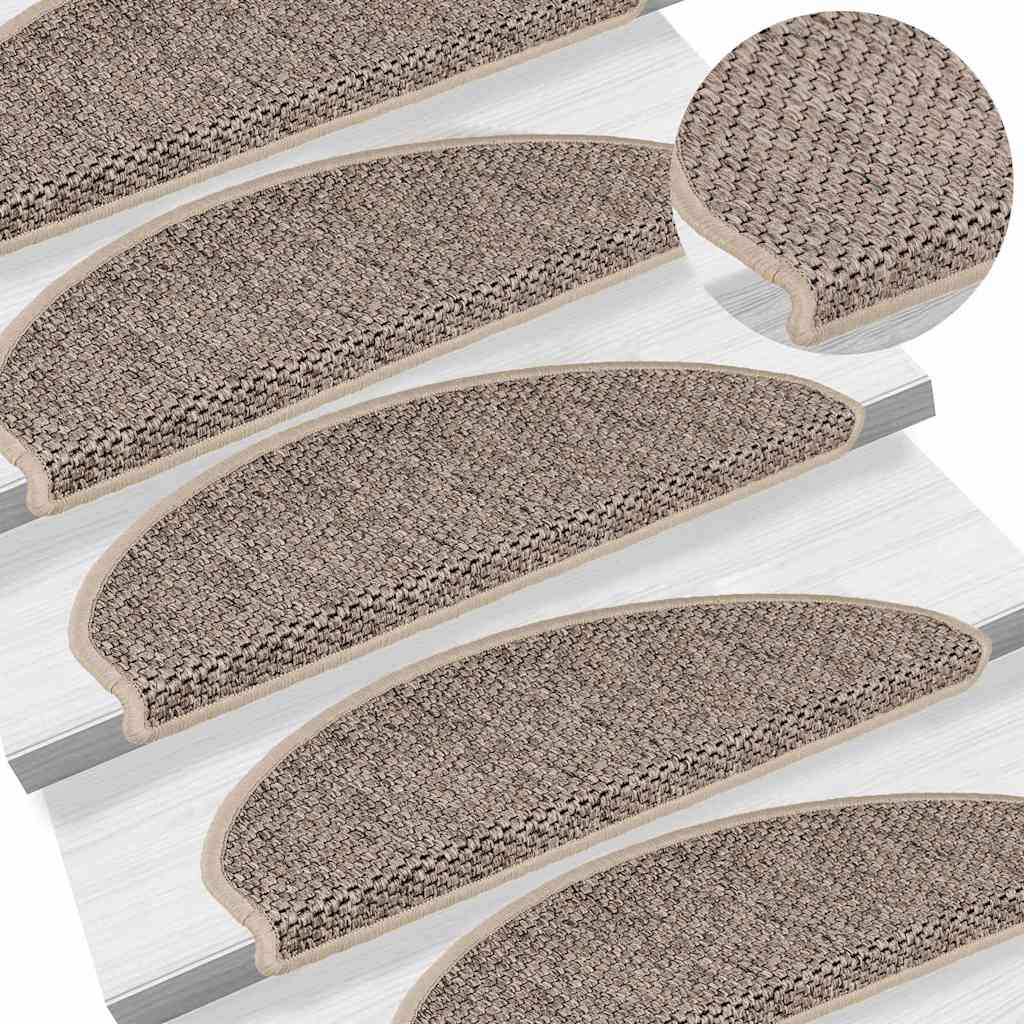 Treppenmatten Selbstklebend Sisal 15 Stk. 65x21x4cm Dunkelbeige