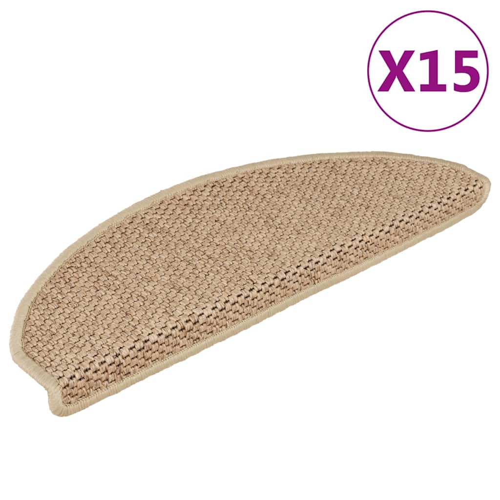 Treppenmatten Selbstklebend Sisal-Optik 15 Stk. 65x21x4 cm Sand