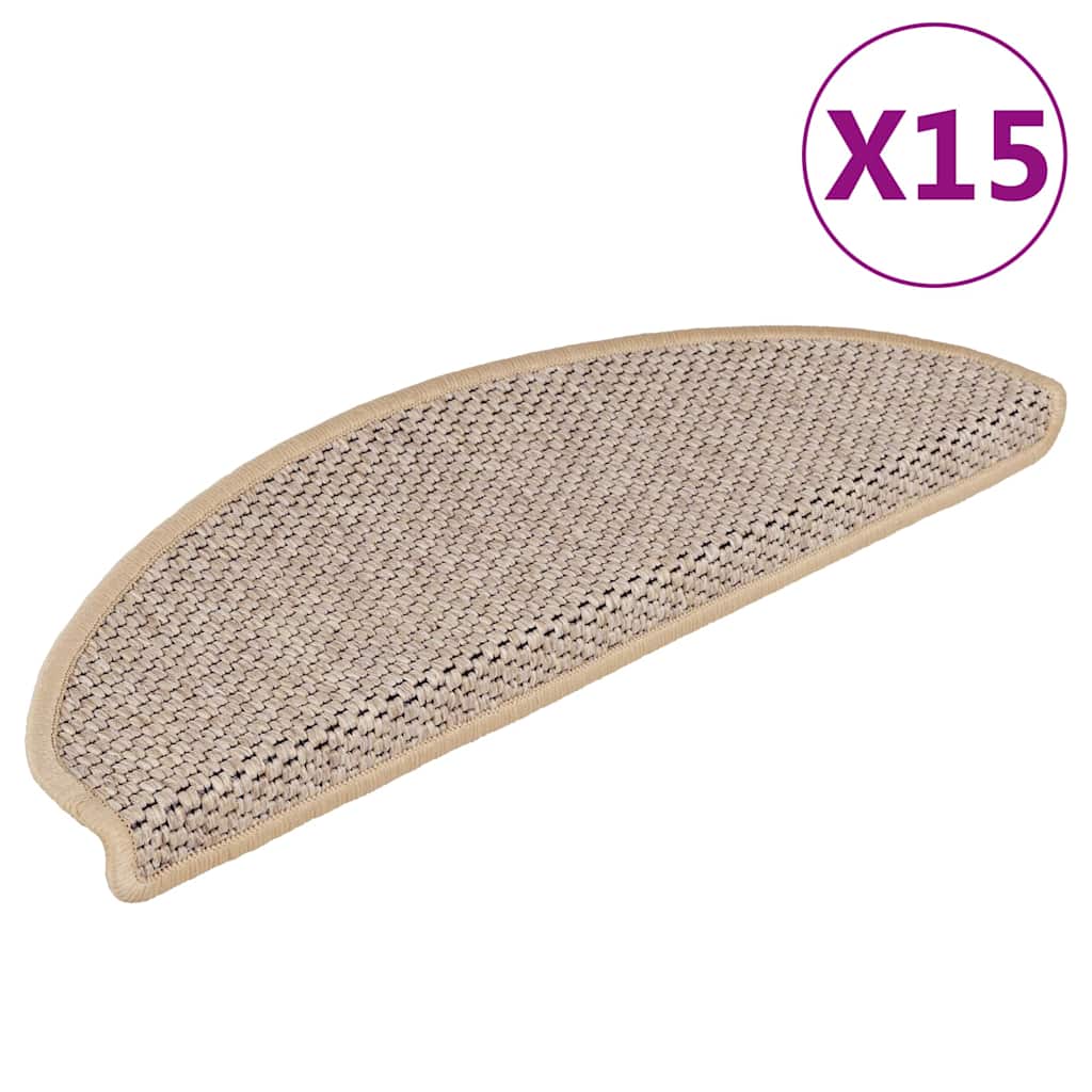 Stufenmatten Selbstklebend Sisal 15 Stk. 65x21x4 cm Hellbeige