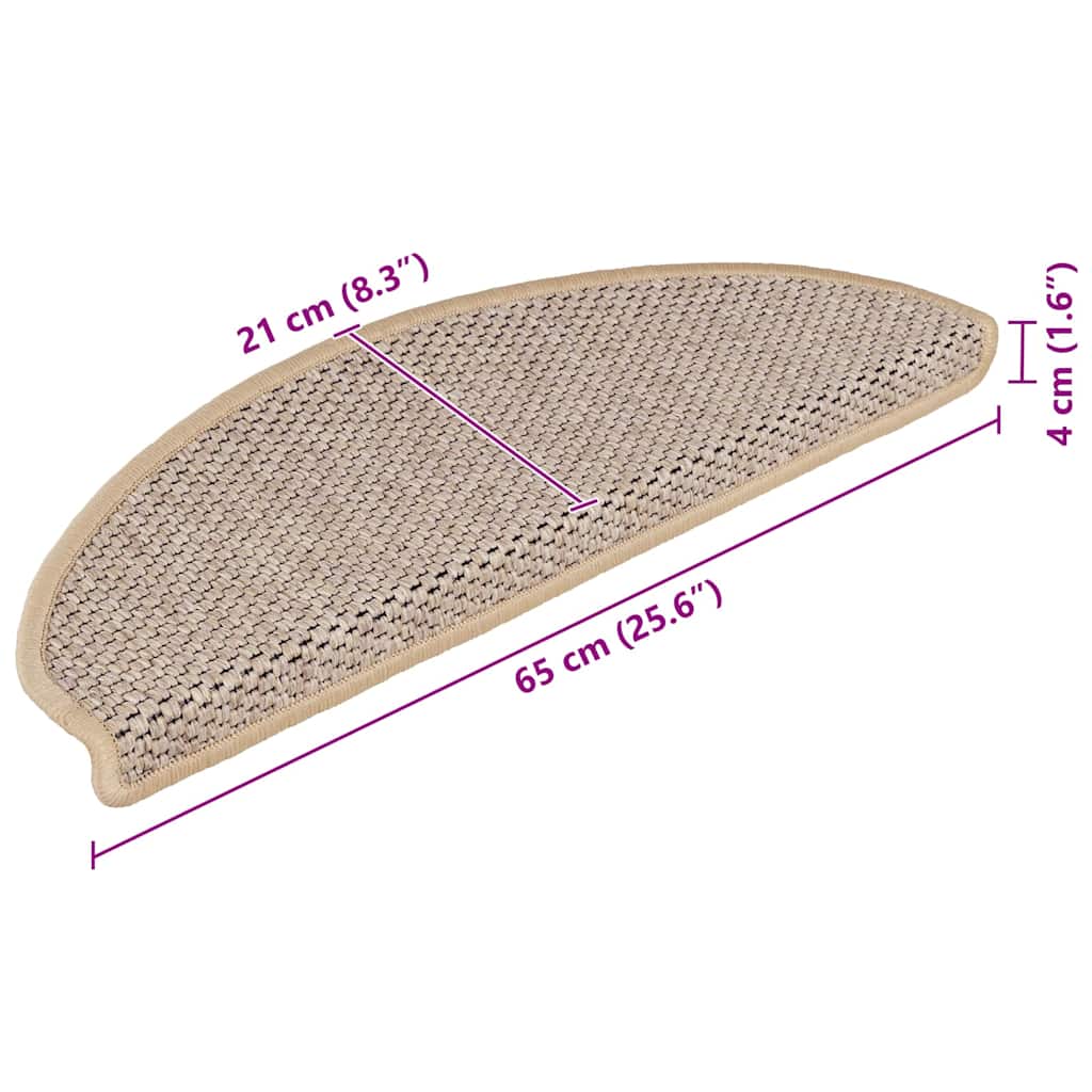 Stufenmatten Selbstklebend Sisal 15 Stk. 65x21x4 cm Hellbeige