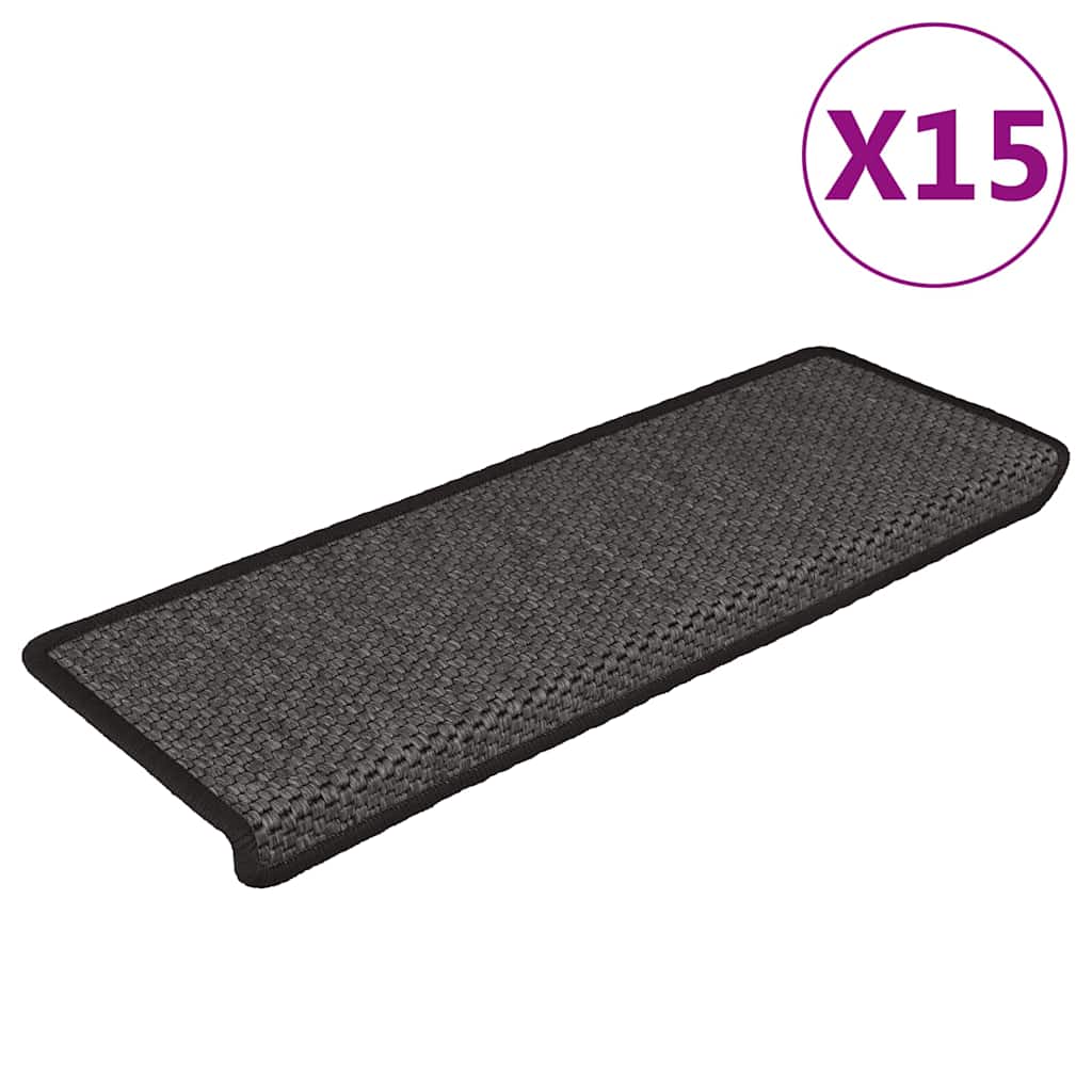 Stufenmatten Selbstklebend Sisal 15 Stk. 65x21x4 cm Anthrazit