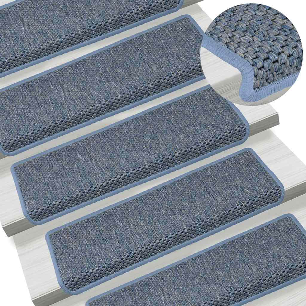 Stufenmatten Selbstklebend Sisal-Optik 15 Stk. 65x21x4 cm Blau