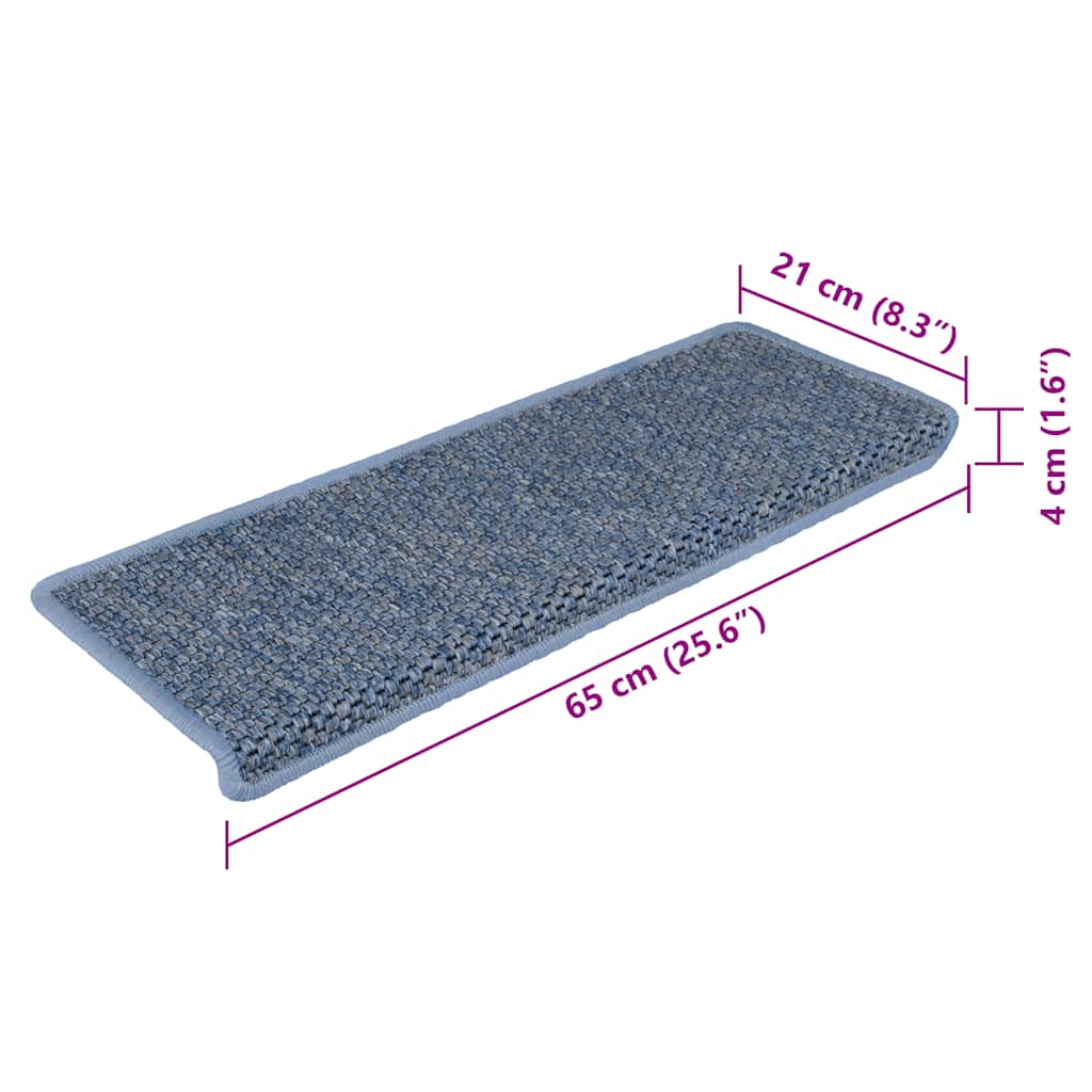 Stufenmatten Selbstklebend Sisal-Optik 15 Stk. 65x21x4 cm Blau