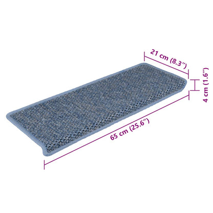 Stufenmatten Selbstklebend Sisal-Optik 15 Stk. 65x21x4 cm Blau
