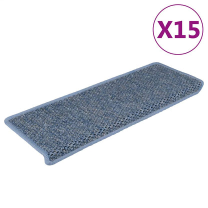 Stufenmatten Selbstklebend Sisal-Optik 15 Stk. 65x21x4 cm Blau
