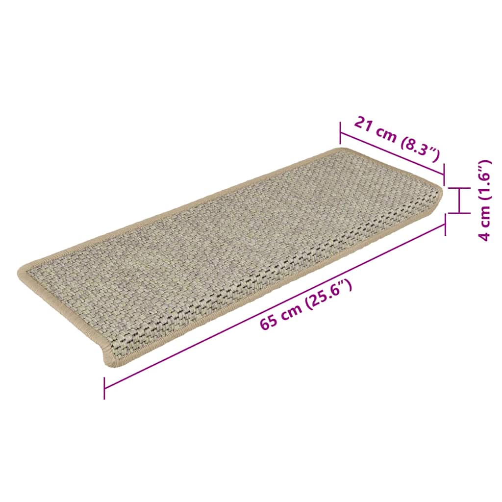 Stufenmatten Selbstklebend Sisal-Look 15 Stk 65x21x4 Hellgrün