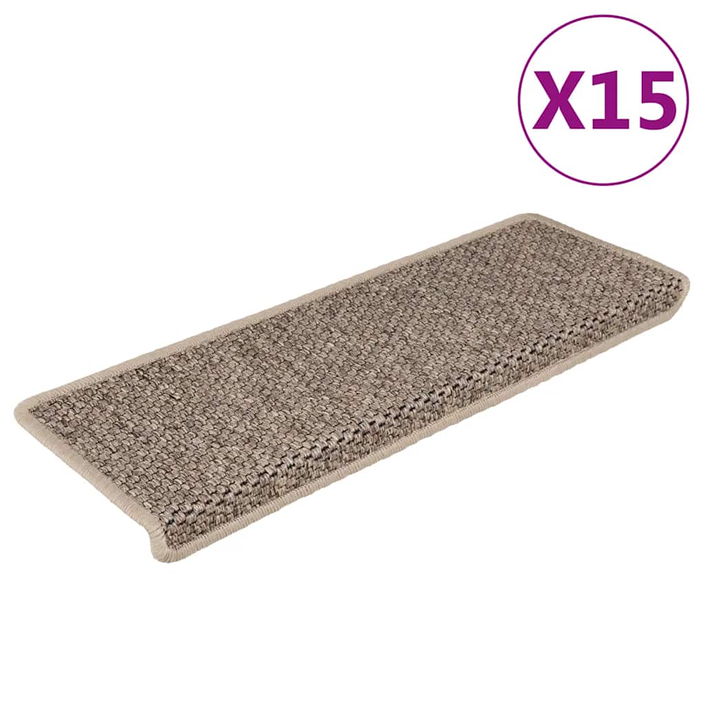 Treppenmatten Selbstklebend Sisal 15 Stk. 65x21x4cm Dunkelbeige