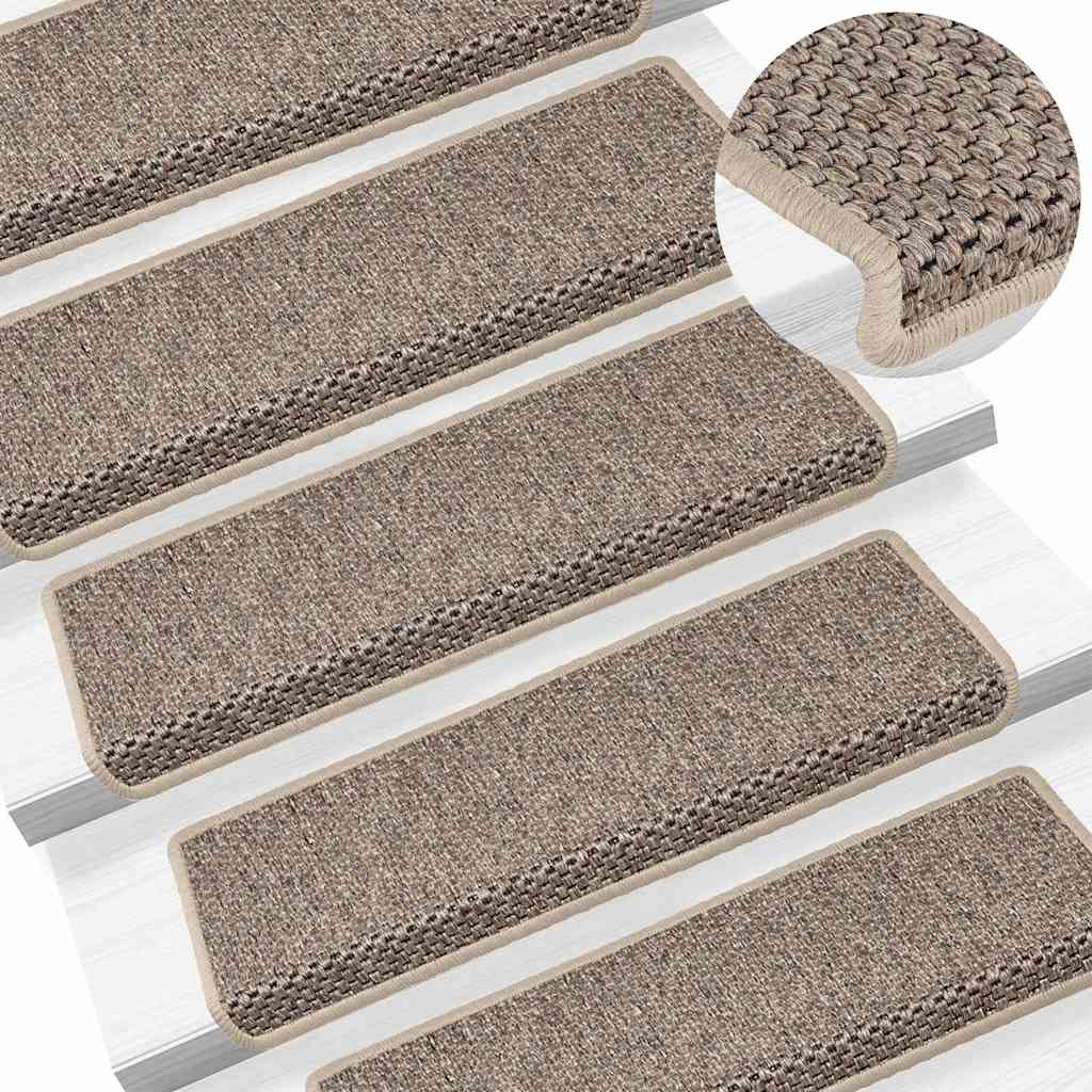 Stufenmatten Selbstklebend Sisal 15 Stk. 65x21x4cm Dunkelbeige