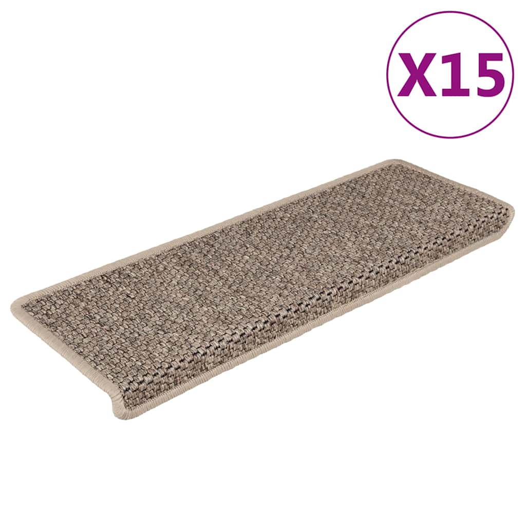 Stufenmatten Selbstklebend Sisal 15 Stk. 65x21x4cm Dunkelbeige