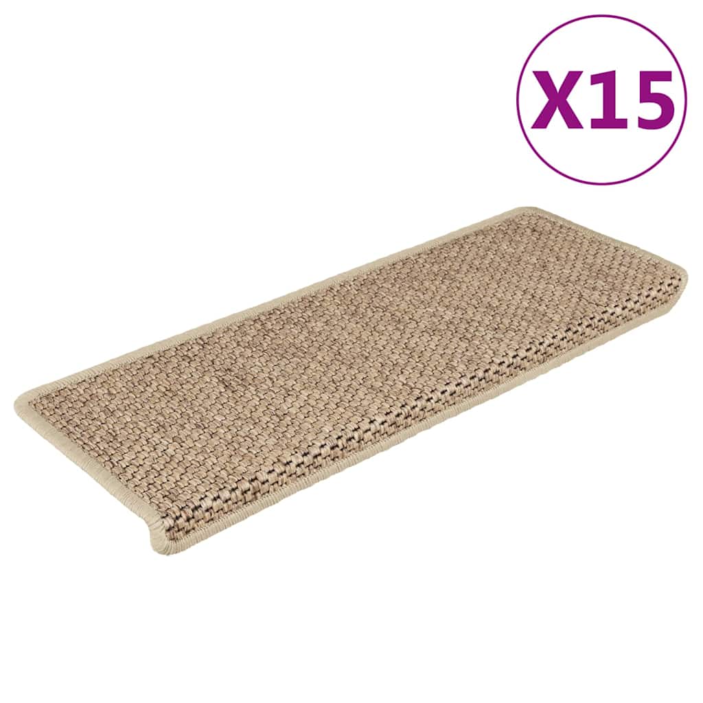 Stufenmatten Selbstklebend Sisal-Optik 15 Stk. 65x21x4 cm Sand