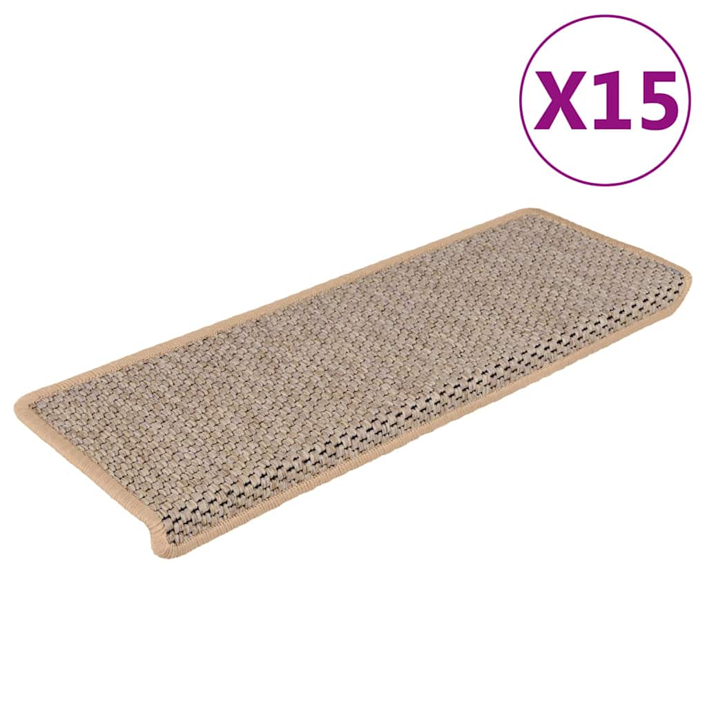 Stufenmatten Selbstklebend Sisal 15 Stk. 65x21x4 cm Hellbeige